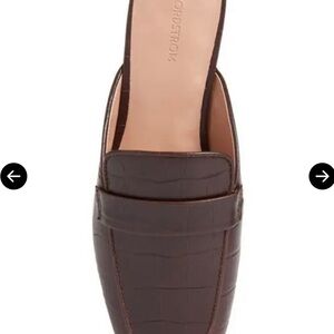 Nordstrom Dark Brown Croc-Embossed Loafers